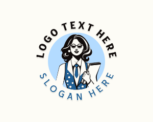 Suit - Retro Woman Secretary logo design