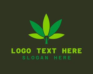 Ganja - Hemp Marijuana Green Leaf logo design