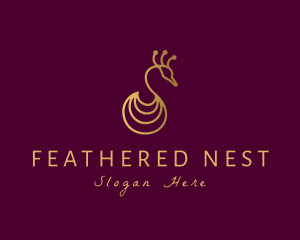 Feathers - Elegant Peacock Bird logo design