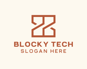 Blocky - Orange Geometric Letter X logo design