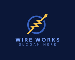 Wire - Electric Lightning Plug Wire logo design