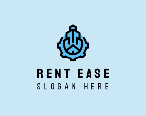 Rental - Building Construction Gear logo design