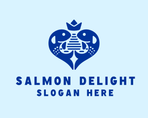 Salmon - Seafood Fish Crown logo design