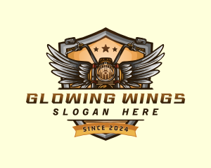 Motorcycle Wings Shield logo design