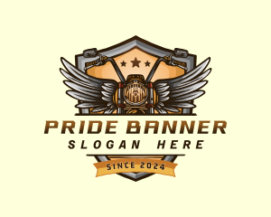 Motorcycle Wings Shield logo design