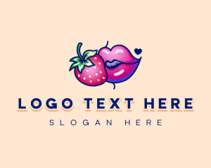 Porn - Naughty Strawberry Kiss logo design