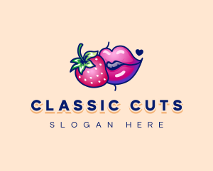 Naughty Strawberry Kiss logo design