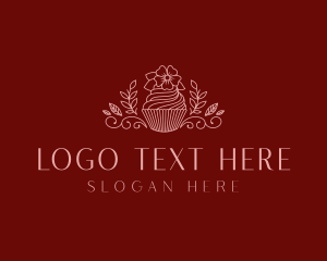 Cherry Blossom - Floral Flower Cupcake logo design