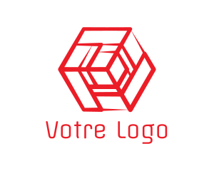 Red Geometric Cube Logo