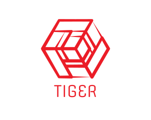 Shape - Red Geometric Cube logo design