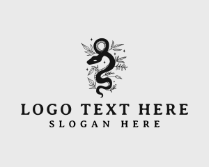 Slithering - Floral Venom Snake logo design