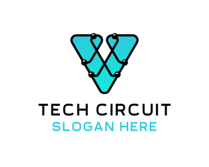 Circuitry - V Computer Chip logo design