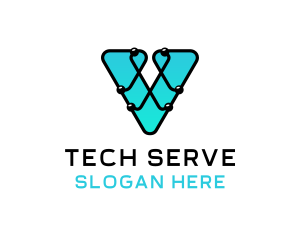 Server - V Computer Chip logo design