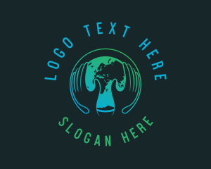 Climate Change - Planet Earth Hands logo design