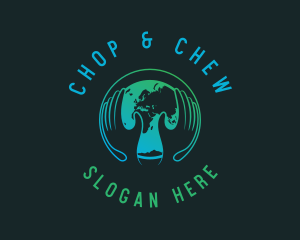 Climate Change - Planet Earth Hands logo design