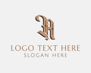 Vintage - Gothic Tattoo Letter N logo design