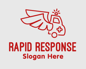 Winged Emergency Ambulance logo design