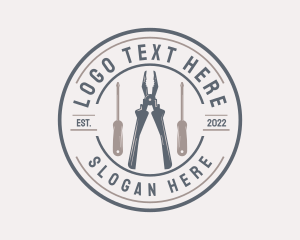 Tools - Hipster Handyman Repair Badge logo design