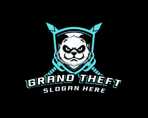Bear - Panda Sword Shield Gaming logo design