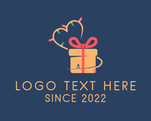 Gift Giving - Christmas Lights Gift logo design