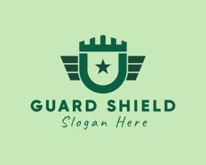 Defend - Tower Military Shield logo design