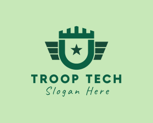 Troop - Tower Military Shield logo design