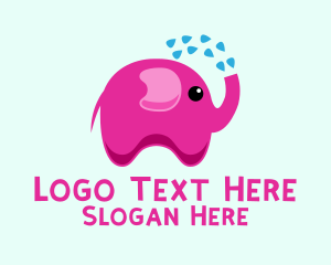 Shower - Pink Baby Elephant Bath Shower logo design