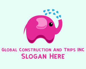 Pink Baby Elephant Bath Shower Logo