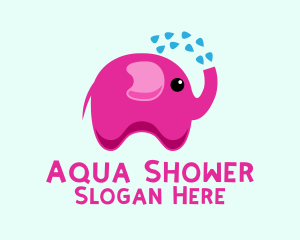 Shower - Pink Baby Elephant Bath Shower logo design