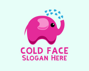 Curious - Pink Baby Elephant Bath Shower logo design