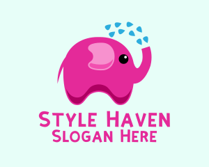 Baby Elephant - Pink Baby Elephant Bath Shower logo design