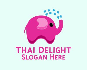 Thailand - Pink Baby Elephant Bath Shower logo design