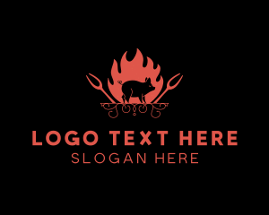 Flaming - Hot Pork Grill logo design