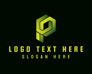 Hexagon - Digital Tech Network Letter P logo design