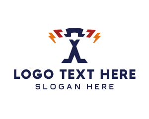 Battery - Electric Lightning Letter X logo design