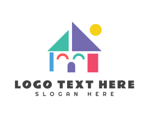 School - Fun Geometric Playhouse logo design
