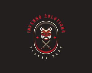 Demon - Samurai Demon Sword logo design