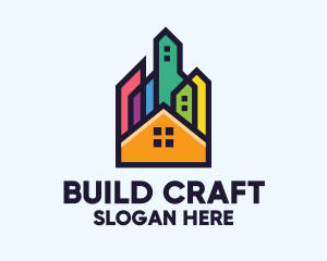 Construct - Colorful Real Estate Skyline logo design