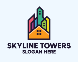 Colorful Real Estate Skyline logo design