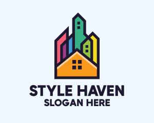 Block - Colorful Real Estate Skyline logo design