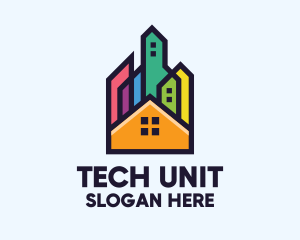 Unit - Colorful Real Estate Skyline logo design