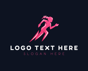 Superhuman - Running Lightning Female logo design