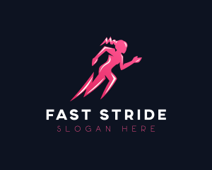 Run - Running Lightning Female logo design