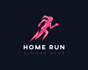 Running Lightning Female  logo design