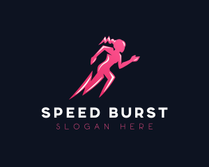 Running Lightning Female  logo design