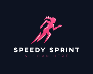 Sprint - Running Lightning Female logo design