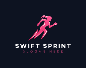 Running Lightning Female  logo design