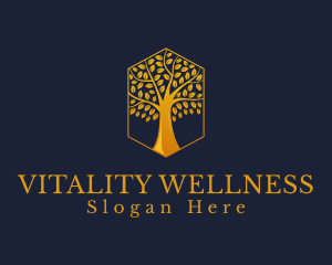 Wellness Golden Tree logo design