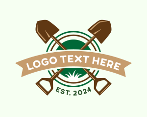 Emblem - Shovel Gardening Landscaping logo design