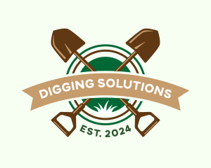 Shovel Gardening Landscaping logo design